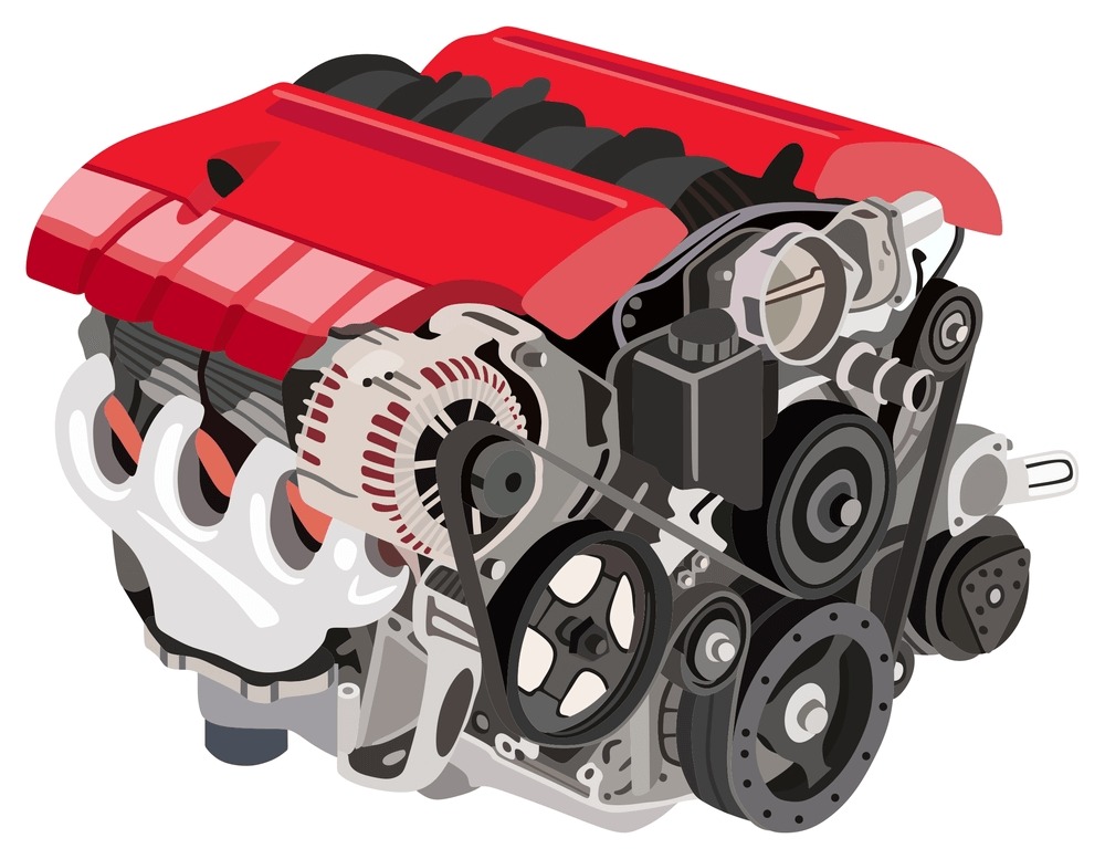 Engine of the car with different parts